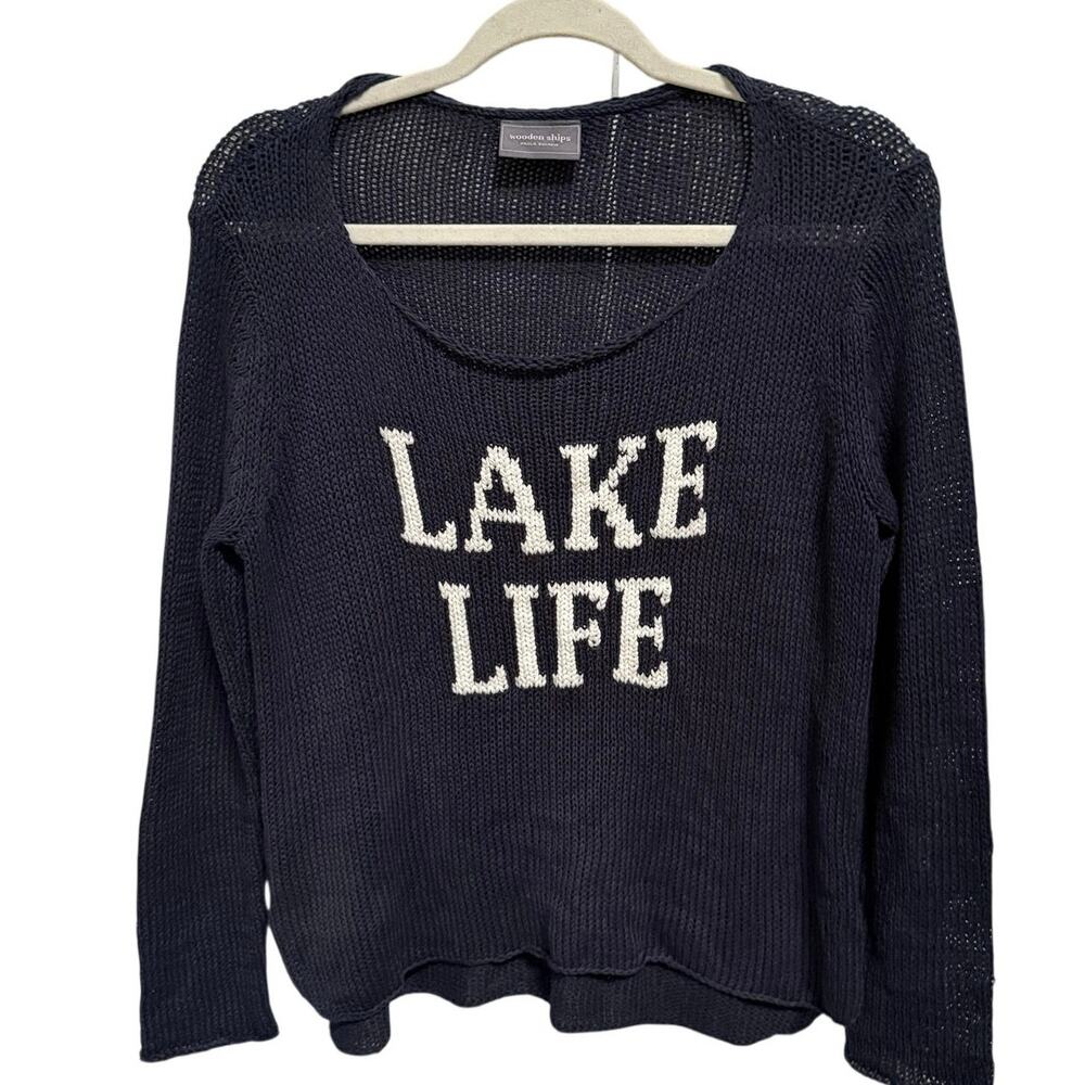 Wooden Ships Sweater Women's S/M Gray "Lake Life" Mohair Wool Blend